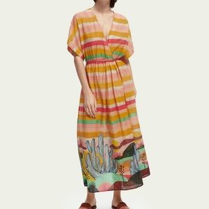 Scotch & Soda desert-print drawcord organic cotton Beach kaftan